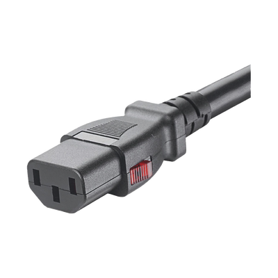 Cable de Alimentación Eléctrica Con Bloqueo de Seguridad, de IEC C14 a IEC C13, 1.2 Metros de Largo, Color Negro, Paquete de 10 Piezas