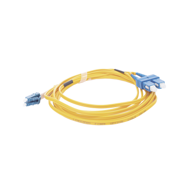 Jumper de Fibra Óptica Monomodo 9/125 LC/UPC-SC/UPC, PVC, 2.0 mm, Dúplex, amarillo, 3 metros
