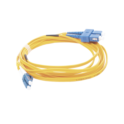 Jumper de Fibra Óptica Monomodo 9/125 LC/UPC-SC/UPC, PVC, 2.0 mm, Dúplex, amarillo, 3 metros