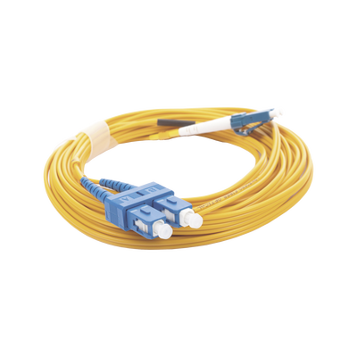 Jumper de Fibra Óptica Monomodo 9/125 LC/UPC-SC/UPC, PVC, 2.0 mm, Dúplex, amarillo, 5 metros