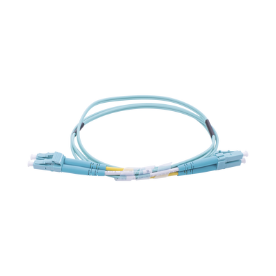 Jumper de Fibra Óptica Multimodo OM3 50/125 LC-LC OFNR (Riser), 2.0 mm, Dúplex, Aqua, 1 metro