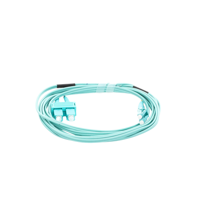 Jumper de Fibra Óptica Multimodo OM3 50/125 LC-SC OFNR (Riser), 2.0 mm, Dúplex, Aqua, 3 metros