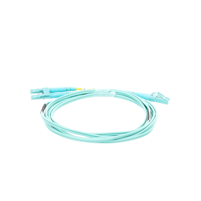 Jumper de Fibra Óptica Multimodo OM4 50/125 LC-LC OFNR (Riser), 2.0 mm, Dúplex, Aqua, 2 metros