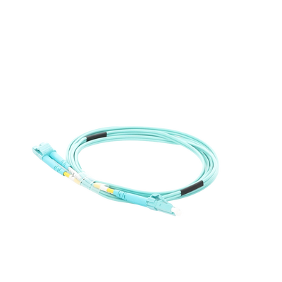 Jumper de Fibra Óptica Multimodo OM4 50/125 LC-LC OFNR (Riser), 2.0 mm, Dúplex, Aqua, 2 metros
