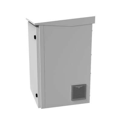 Gabinete de Exterior con Rack de 19" de 16U con Ventiladores y Termostato, Se envía el Gabinete Armado. (Montaje a poste o torre se vende por separado).