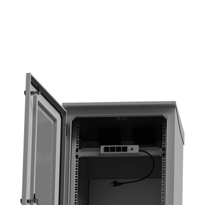 Gabinete de Exterior con Rack de 19" de 24U con Ventiladores y Termostato, Se envía el Gabinete Armado (Montaje a poste o torre se vende por separado).