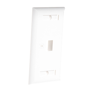 Placa de pared de 1 puerto, Keystone, con espacio para etiqueta, Color Blanco