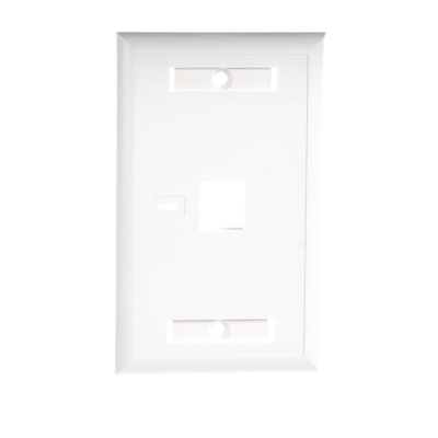 Placa de pared de 1 puerto, Keystone, con espacio para etiqueta, Color Blanco