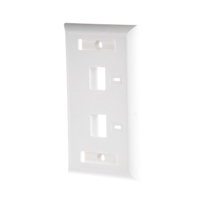 Placa de pared de 2 puertos, Keystone, con espacio para etiqueta, Color Blanco