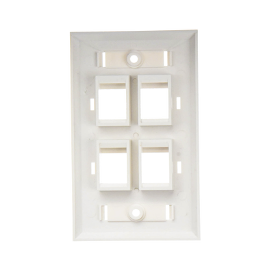 Placa de pared de 4 puertos, Keystone, con espacio para etiqueta, Color blanco