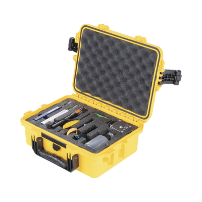 Kit de herramientas para terminación de conectores mecánicos de fibra óptica, incluye maletín ideal para transportar con especificación militar (uso rudo)