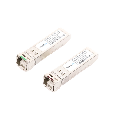 Transceptores Ópticos Industriales Bidireccionales SFP+ (Mini-Gbic) / Monomodo 1270 & 1330 nm / 10 Gbps / 10GBASE / Conector LC/UPC Simplex / DDM / Hasta 20 km / 2 Piezas