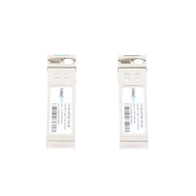 Transceptores Ópticos Industriales Bidireccionales SFP+ (Mini-Gbic) / Monomodo 1270 & 1330 nm / 10 Gbps / 10GBASE / Conector LC/UPC Simplex / DDM / Hasta 5 km / 2 Piezas