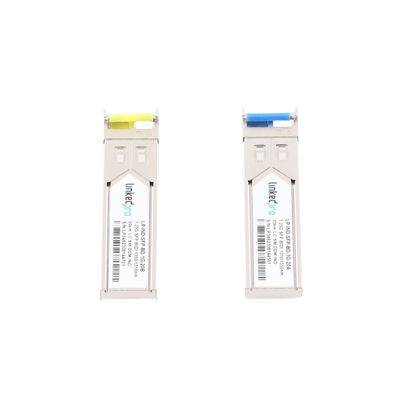 Transceptores Ópticos Industriales Bidireccionales SFP (Mini-Gbic) / Monomodo 1310 & 1550 nm / 1.25 Gbps / 1000BASE-BX / Conector LC/UPC Simplex / DDM / Hasta 20 km / 2 Piezas
