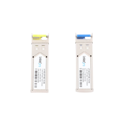 Transceptores Ópticos Industriales Bidireccionales SFP (Mini-Gbic) / Monomodo 1310 & 1550 nm / 1.25 Gbps / 1000BASE-BX / Conector LC/UPC Simplex / DDM / Hasta 5 km / 2 Piezas