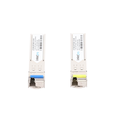 Transceptores Ópticos Industriales Bidireccionales SFP (Mini-Gbic) / Monomodo 1310 & 1550 nm / 1.25 Gbps / 1000BASE-BX / Conector LC/UPC Simplex / DDM / Hasta 5 km / 2 Piezas