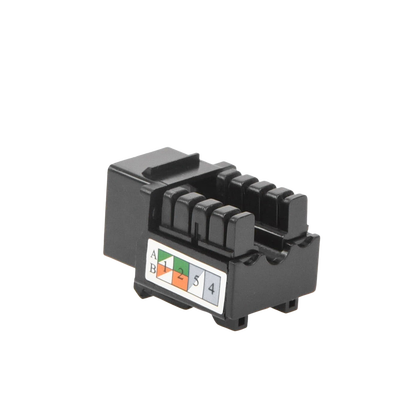 Módulo Jack Keystone Cat5e con terminación 110 (Punchdown) para faceplate - Color Negro