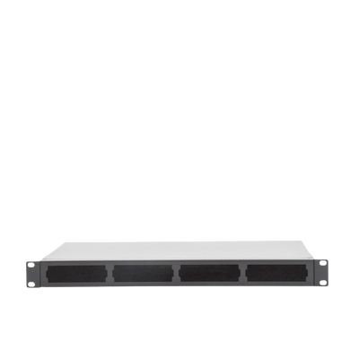 Distribuidor de fibra óptica vacio 19in, Acepta 4 placas Acopladoras de Linkedpro, hasta 24 fibras, 1UR, Incluye charola de empalme