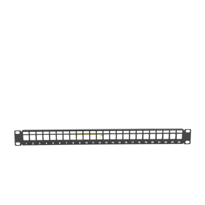 Patch panel modular Blindado (STP) de 24 puertos, con barra para organizar cable