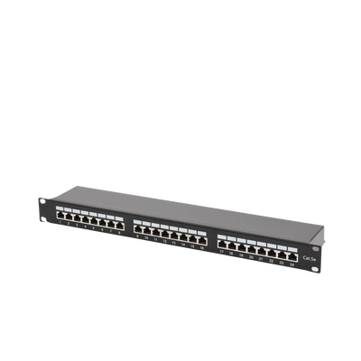 Panel de parcheo de impacto Blindado (STP) de 24 puertos Cat5e, 19in