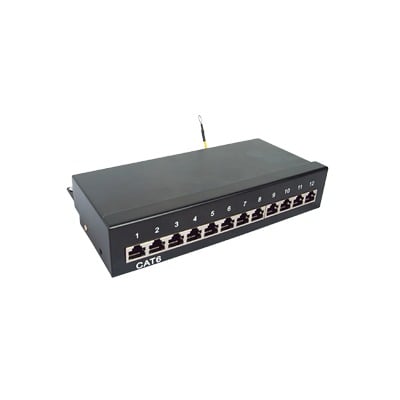 Panel de parcheo de impacto (110) Blindado (STP) de 12 puertos Cat6, 10in