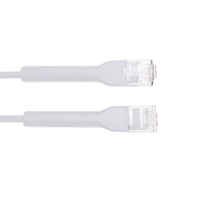 Mini Patch Cord Cat6 Ultra Slim 18 cm Blanco – Ahorra Espacio sin Organizadores, con Bota Flexible