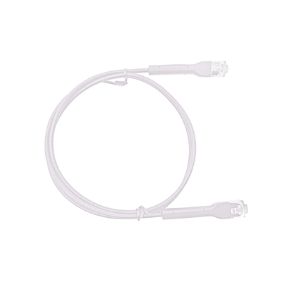 Mini Patch Cord Cat6 Ultra Slim 30 cm Blanco – Ahorra Espacio sin Organizadores, con Bota Flexible