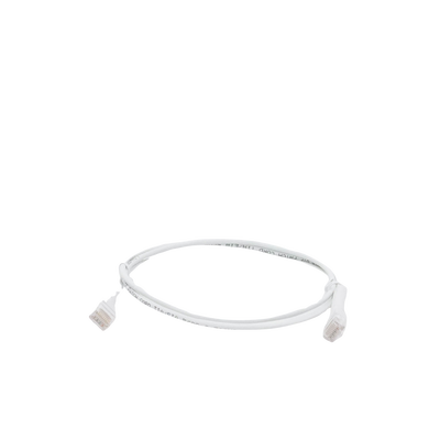Mini Patch Cord Cat6 Ultra Slim 1 m Blanco – Ahorra Espacio sin Organizadores, con Bota Flexible