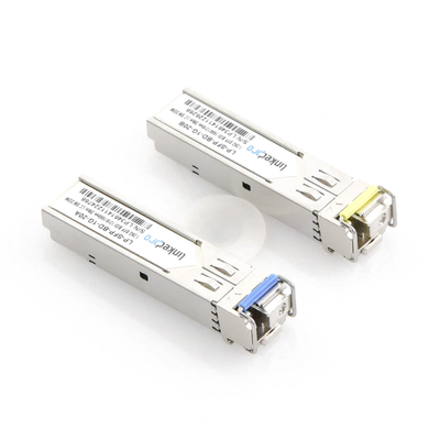Transceptores Ópticos Bidireccionales SFP (Mini-Gbic) / Monomodo 1310 & 1550 nm / 1.25 Gbps / 1000BASE-BX / Conector LC/UPC Simplex / DDM / Hasta 20 km / 2 Piezas