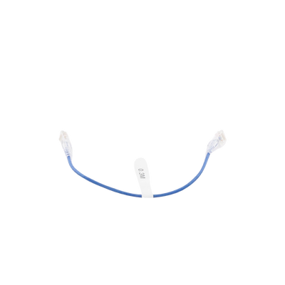 Cable de Parcheo Slim UTP Cat6 - 30 cm Azul Diámetro Reducido (28 AWG)