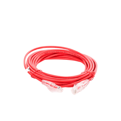 Cable de Parcheo Slim UTP Cat6A - 5 m Rojo, Diámetro Reducido (28 AWG