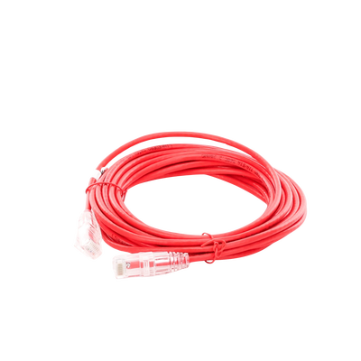 Cable de Parcheo Slim UTP Cat6A - 5 m Rojo, Diámetro Reducido (28 AWG