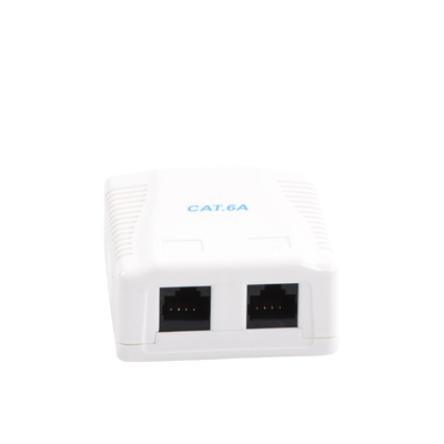 Caja de pared con 2 puertos, incluye 2 jacks UTP Cat6A