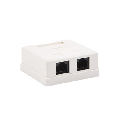 Caja de pared con 2 puertos, incluye 2 jacks UTP Cat5e Keystone
