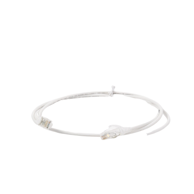 Patch Cord MC6 Modular Cat6 UTP, CM/LS0H, 5ft, Color Blanco, Diámetro Reducido (28AWG), Versión Bulk (Sin Empaque Individual)