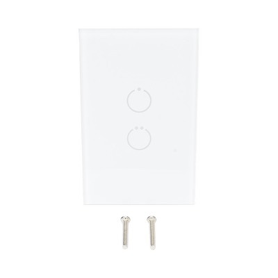 (ZWAVE) Interruptor On/Off panel táctil touch inalámbrico Zwave Plus 2 botones. No requiere cable neutro, Compatible con Hubitat HC8, Álula  M2M, otros