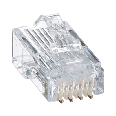 Plug RJ45 Cat5e, Para Cable UTP de Calibres 24-26 AWG, Chapado en Oro de 50 micras, Paquete de 50 piezas