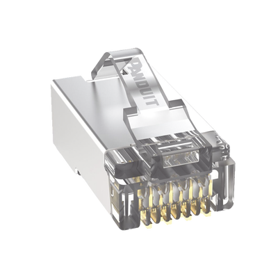 Plug RJ45 Cat5e Blindado, Para Cable UTP de Calibres 24-26 AWG, Chapado en Oro de 50 micras, Paquete de 100 piezas