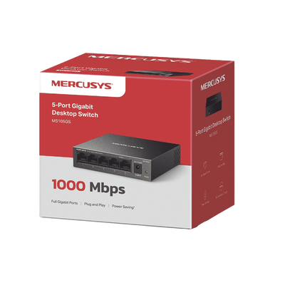 Switch NO Administrable / Para escritorio / Carcasa de metal / 5 puertos 10/100/1000 Mbps / Diseño Compacto / Plug and Play