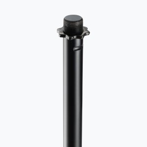 ON STAGE MS7201QRB Pedestal para micrófono telescópico de liberación rápida con base redonda para escenario, Rango de altura de 34 a 62" (86.36 a 157.48 cm)(negro)
