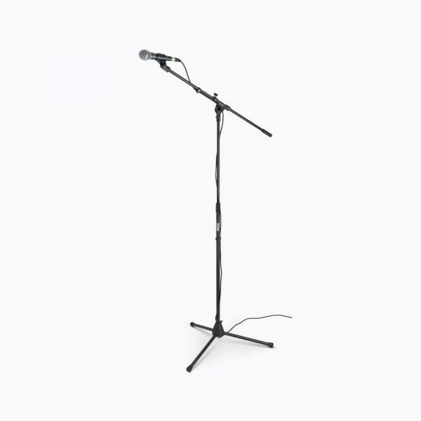 ON STAGE MS7701B Soporte para micrófono con boom, brazo extraíble de 76 cm. se ajusta en ángulo para una colocación precisa del micrófono, base Euro-Style