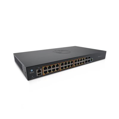 Switch cnMatrix EX2028-P capa 3 de 28 puertos (24 PoE Gigabit 802.3af/at, 4 SFP+) administración desde la Nube (MX-EX2028PxB-U)