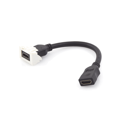 Adaptador HDMI con Pigtail Hembra-Hembra, Para vídeo 720, 1080p, 4K UHD Compatible con Faceplates MAX Siemon de 2 salidas, Color Blanco