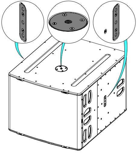 NEXO L18U Subwoofer, Caja subgrave de acompañamiento para el P15, Rango32 a 120 Hz y 140 dB máxima,  controlador de excursión de 18”, caja de abedul báltico/contrachapado de álamo e insertos roscados para accesorios de montaje, adaptador de soporte M20