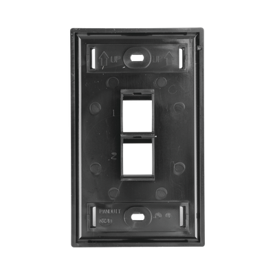 Placa de Pared Vertical, Salida Para 2 Puertos Keystone, Con Espacios Para Etiquetas, Color Negro