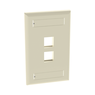 Placa de Pared Vertical, Salida Para 2 Puertos Keystone, Con Espacios Para Etiquetas, Color Marfil
