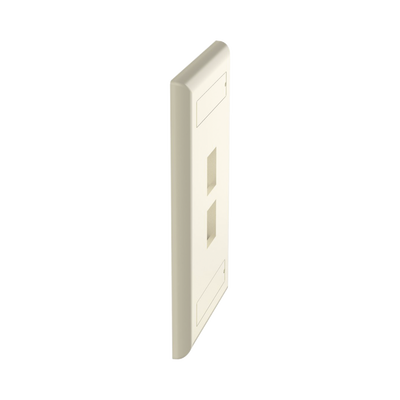 Placa de Pared Vertical, Salida Para 2 Puertos Keystone, Con Espacios Para Etiquetas, Color Marfil