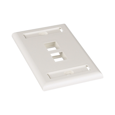 Placa de Pared Vertical, Salida Para 2 Puertos Keystone, Con Espacios Para Etiquetas, Color Blanco Mate