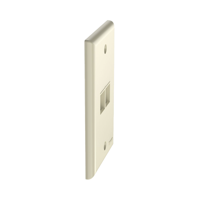Placa de Pared Vertical, Salida Para 2 Puertos Keystone, Color Marfil