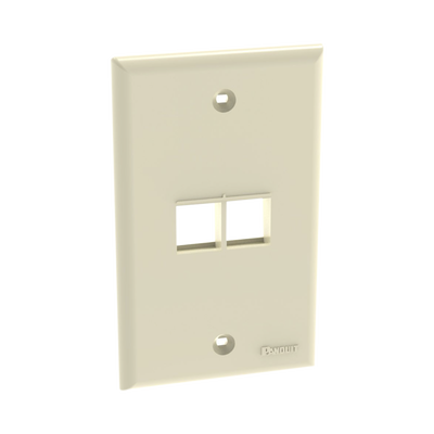 Placa de Pared Vertical, Salida Para 2 Puertos Keystone, Color Marfil